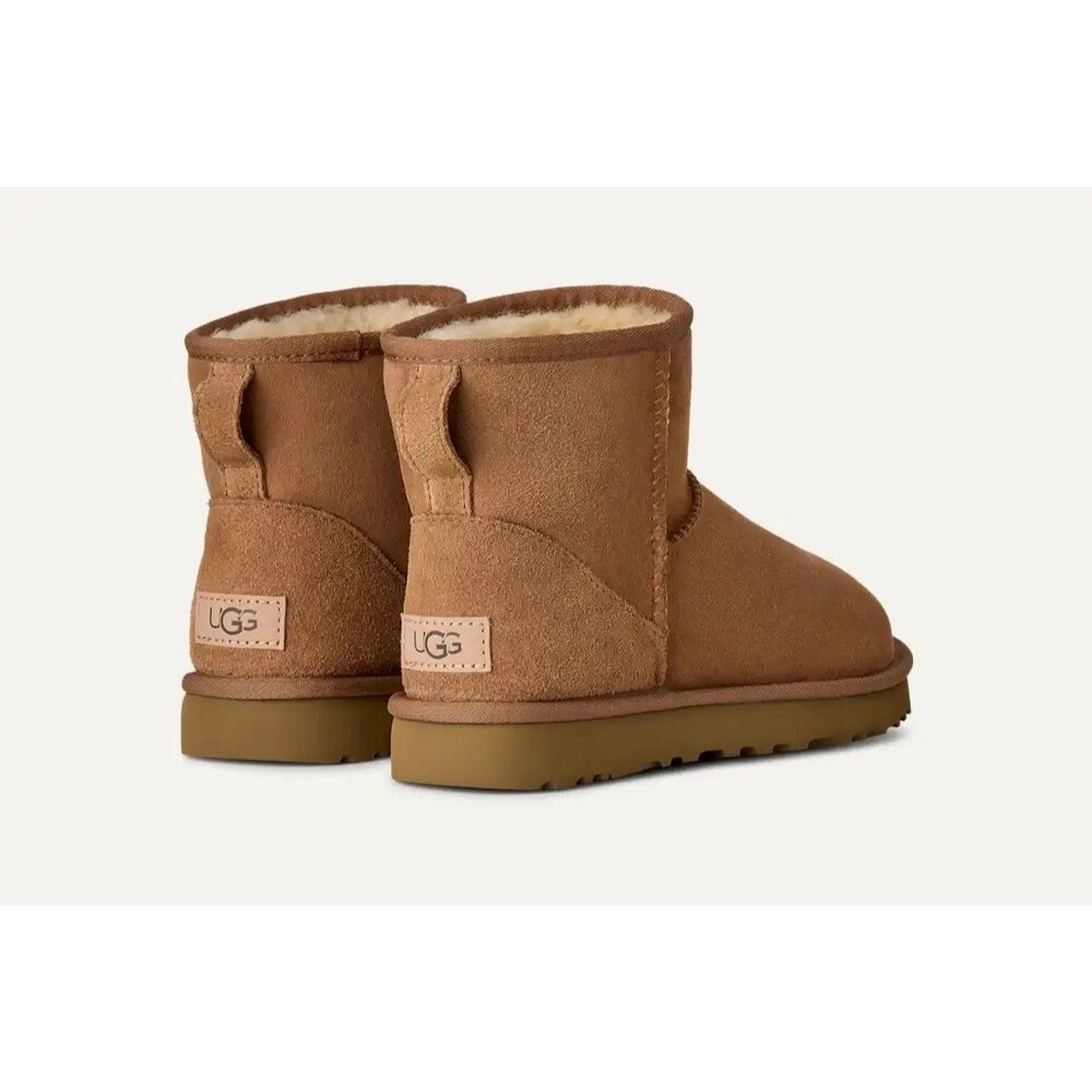 UGG Classic Mini II Chestnut Suede Sheepskin Ankle Boots Women’s Size 7 1016222 - Picture 4 of 8